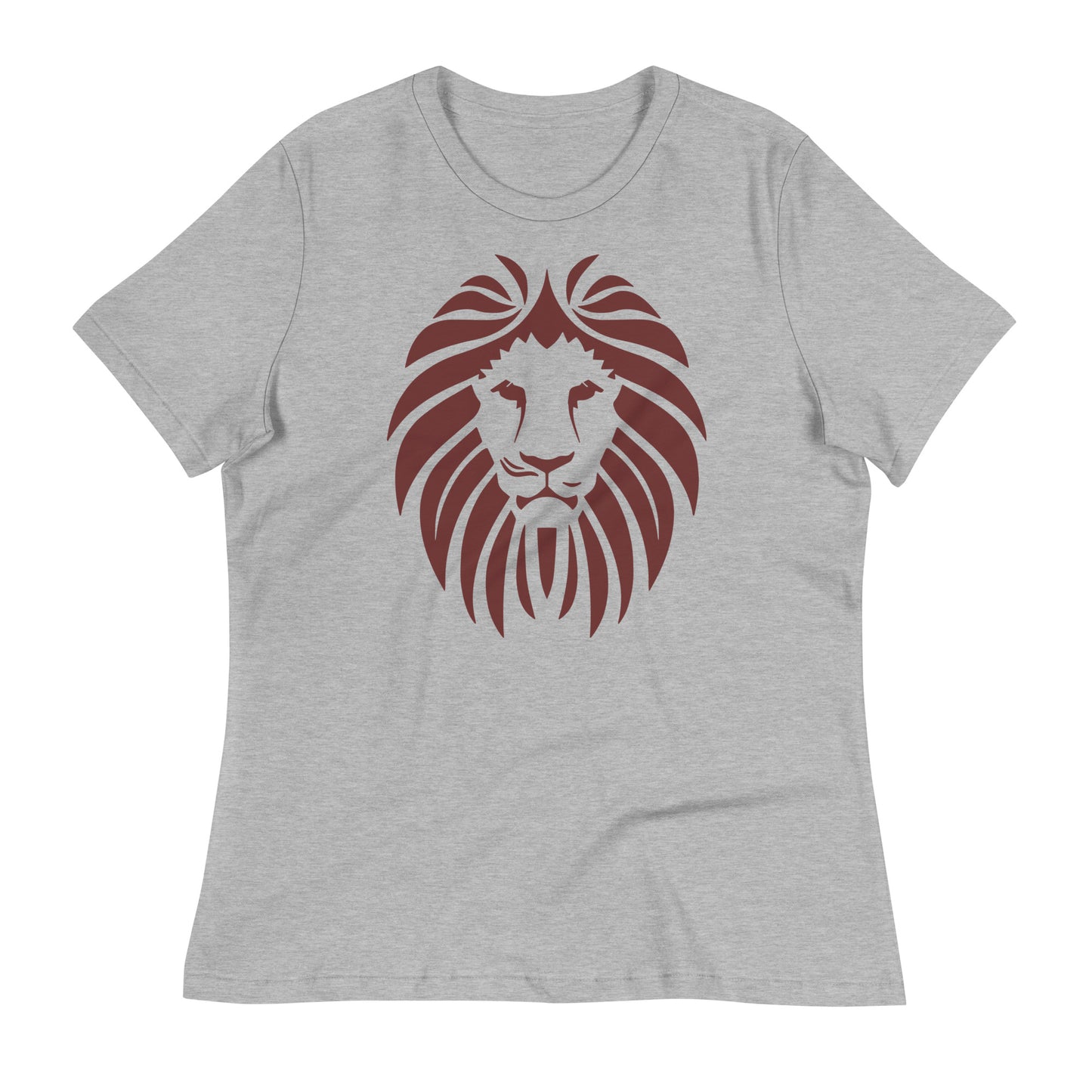 Women's Relaxed Maroon Lion's Face T-Shirt