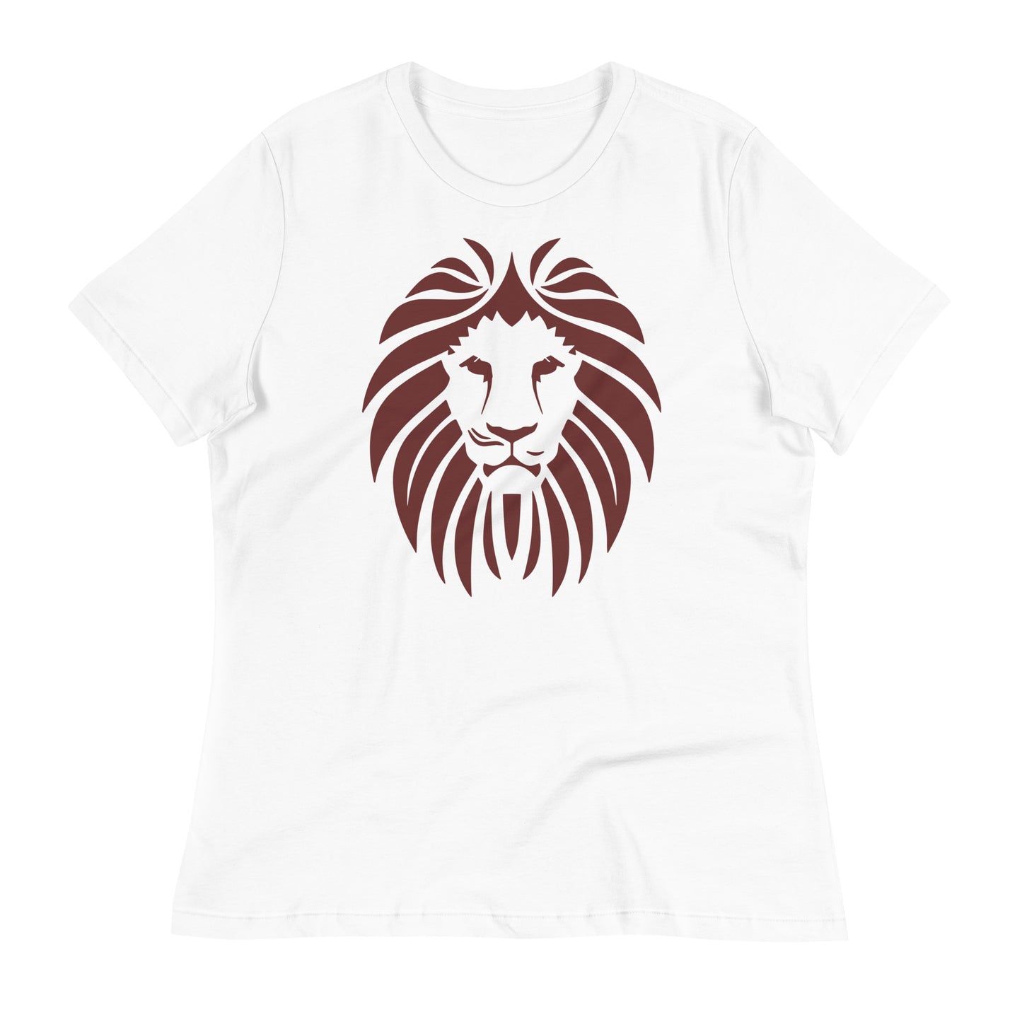 Women's Relaxed Maroon Lion's Face T-Shirt