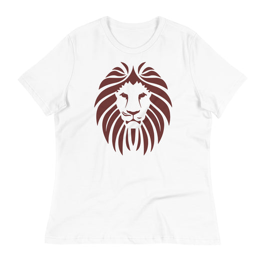 Women's Relaxed Maroon Lion's Face T-Shirt